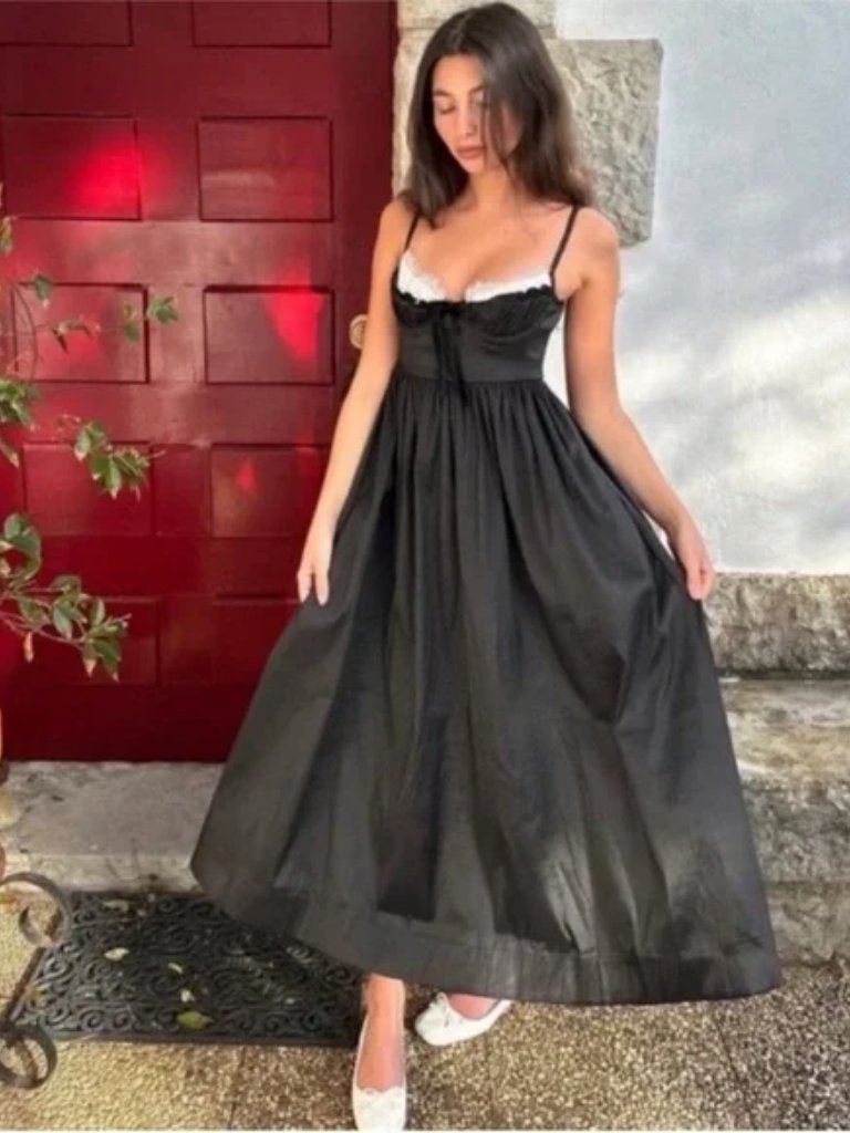 For Love And Lemons Midi Maxi Dress Doris Black Lace Bustier Size Xs